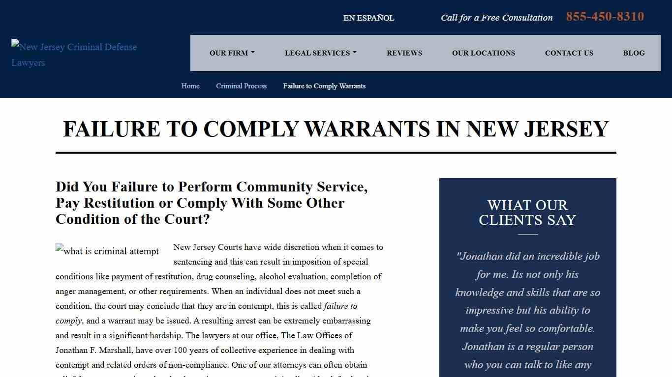 New Jersey Failure to Comply with Sentence Requirements Lawyers