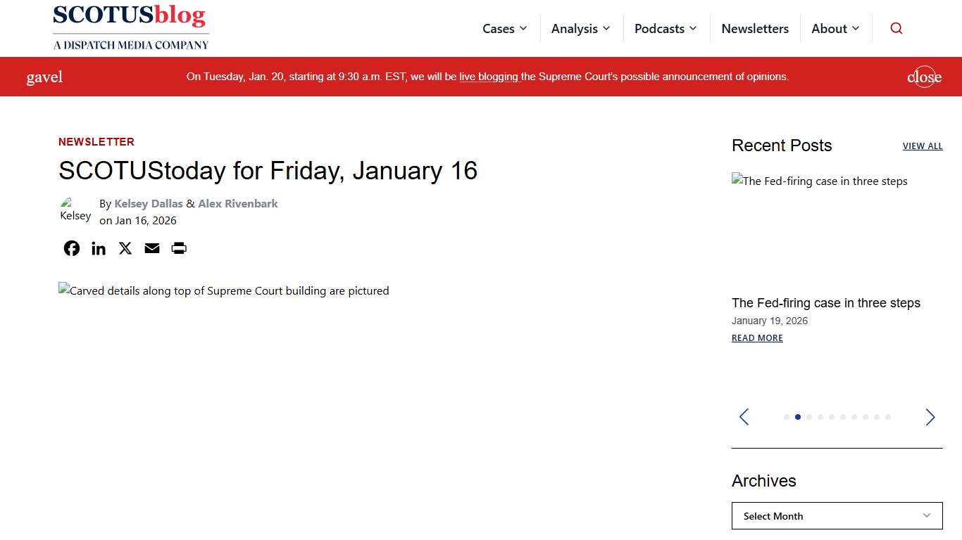 SCOTUStoday for Friday, January 16 - SCOTUSblog