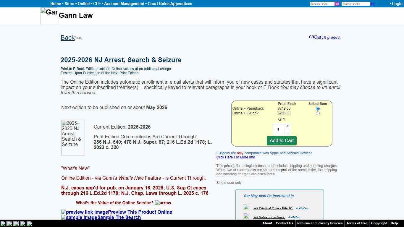 NJ Arrest, Search, & Seizure - NJ Law | Gann Law Books